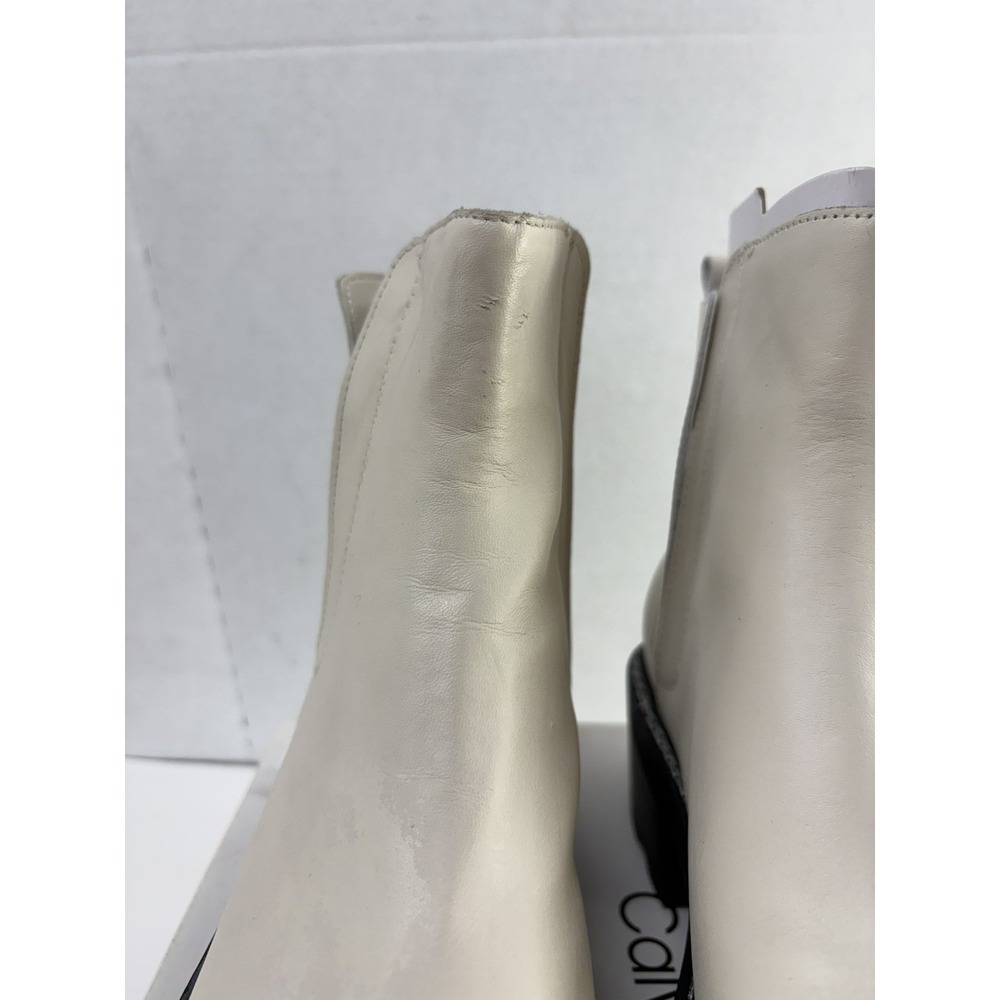 Calvin Klein Women's Amina Leather Block Heel Chelsea Boots Chic Cream Size 8M - Picture 6 of 8